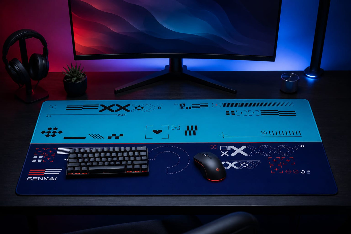 Deskmat Origin Protocol - Cyber Blue Edition - Senkai