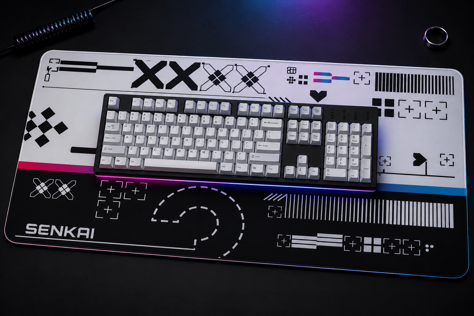 Deskmat Origin Protocol - White Chrome Edition - Senkai