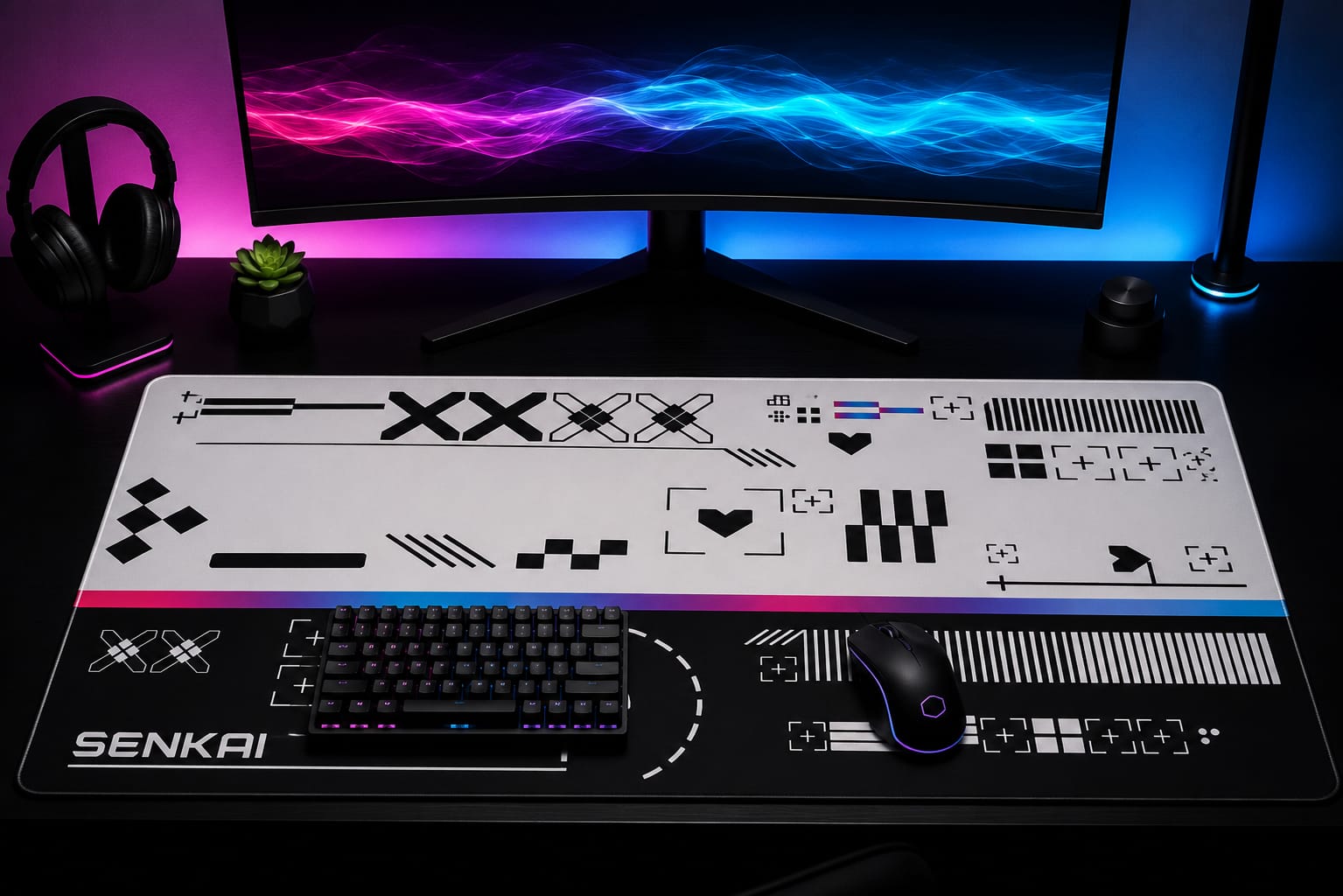 Deskmat Origin Protocol - White Chrome Edition - Senkai