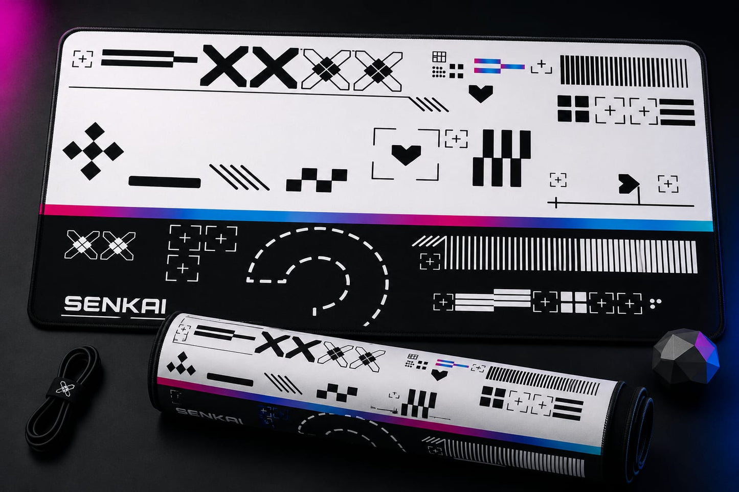 Deskmat Origin Protocol - White Chrome Edition - Senkai